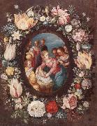 unknow artist The nativity encircled by a garland of flowers USA oil painting reproduction
